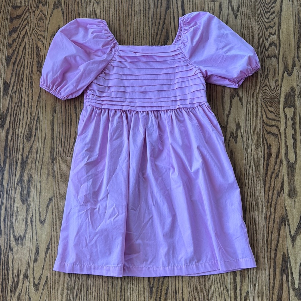 Copper Key Girls’ Pink Puff Sleeve Square Neck Dress